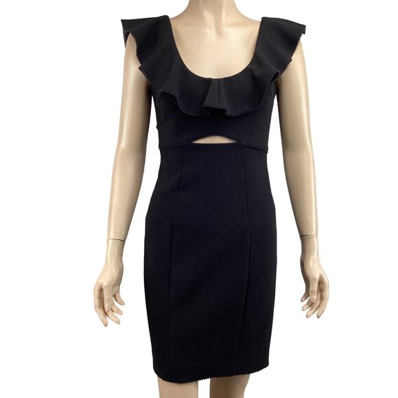 Likely Hollis Ruffle Front Dress Size 2 Black Ruffle Cutout‎ Bodycon - Picture 2 of 10
